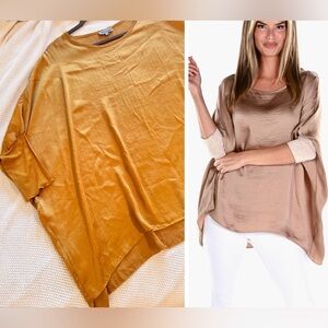 TUTU & LILLI The Bella Silky Flowy Gold Mustard Tunic Top